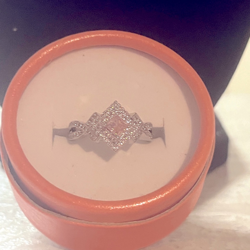 Sterling Silver “Pink Diamond” Size 7 CZ Fashion Ring